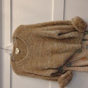 Anthropologie Gold V-Neck Sweater